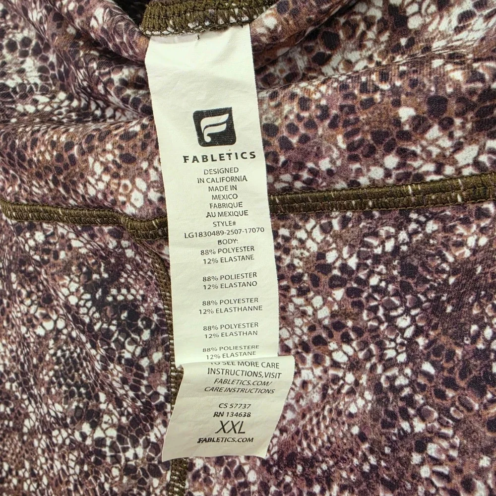 XXL‎ Fabletics High Waisted Animal Print Leggings Brown Snakeskin Pattern